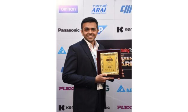 Mihir Shah of Vipul Organics recognized as the runner-up for the Next Gen Leader of the Year Award by Manufacturing