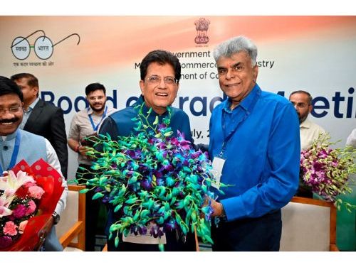 Union Commerce & Industry Minister Shri Piyush Goyal sets USD 1 trillion export target for FY 2026-27 at BOT meet; AEPC Chairman extends full support